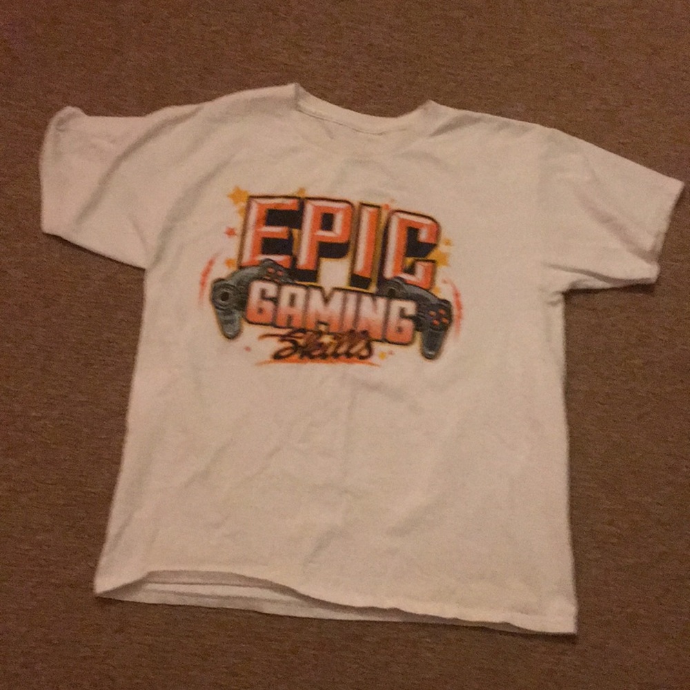 White T-shirt Text; Epic gaming skills